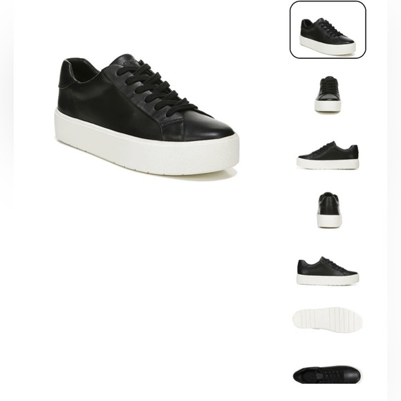 VINCE BENFIELD LEATHER PLATFORM SNEAKER BLACK 9 MEDIUM NEW NO BOX - Picture 1 of 8